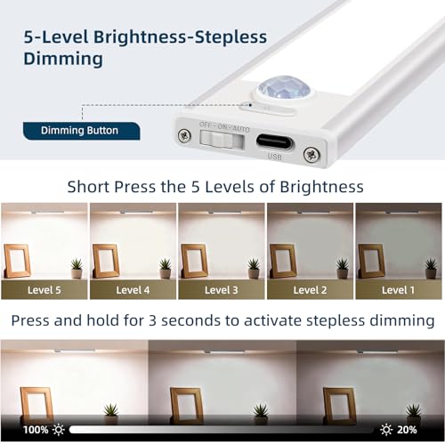 4 Pack Under Cabinet Lighting, Rechargeable Motion Sensor Light - Image 4
