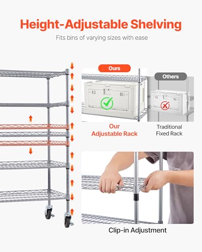 VEVOR 5-Tier Rolling Bin Storage Rack, 16 Organizer Bins - Image 7