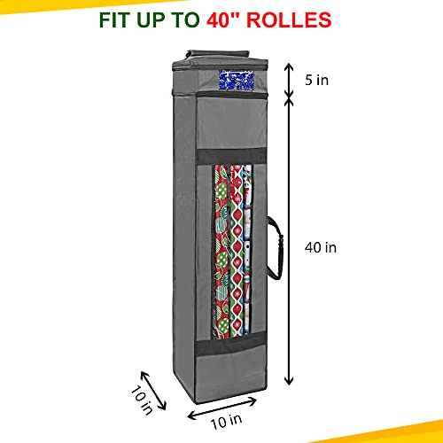Wrapping Paper Storage Bag with Pocket and Handles | Home Organization - Image 4