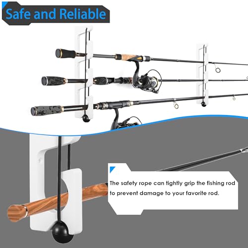 Horizontal Fishing Rod Holder, White Plastic Wall Mounted - Image 6