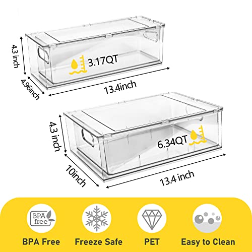 4 Pack Refrigerator Organizer Bins with Pull-out Drawer Stackable - Image 5