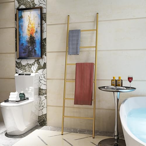6-Tier Blanket Ladder 68 Inch Wall-Leaning Towel Rack | Garage Storage - Image 8