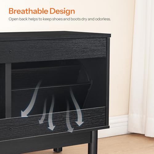 HOOBRO Rattan Shoe Storage Bench with Double Flip Drawers - Image 7