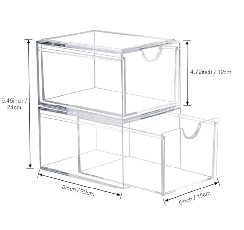 AMEITECH 2 Pack Clear Stackable Storage Drawer, Bath | All Products - Image 4