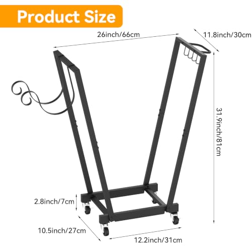 26in Firewood Log Rack Outdoor, Firewood Storage Holder Cart - Image 4