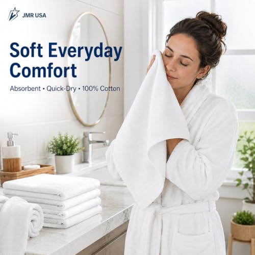 White Cotton Bath Towels 12-Pack (24x48), Lightweight Quick-Dry - Image 6