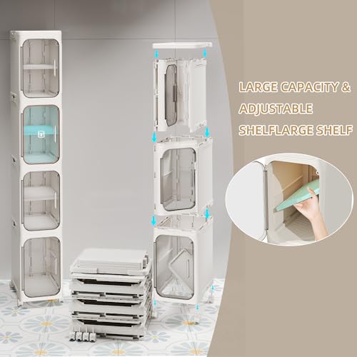 Narrow Slim Bathroom Storage Cabinet with Wheels, 2-Tier White - Image 7