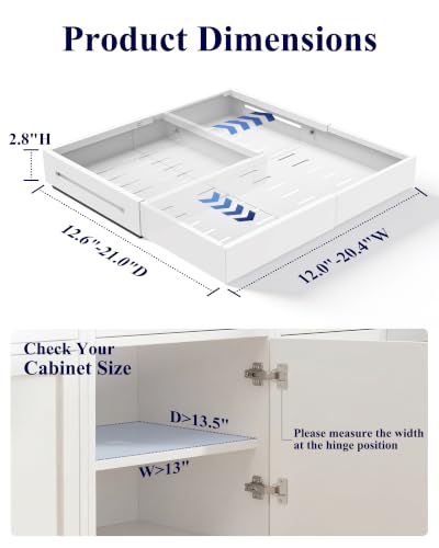 Kitsure Pull Out Cabinet Organizer - 2 Pack(12.6"-21" D x - Image 3