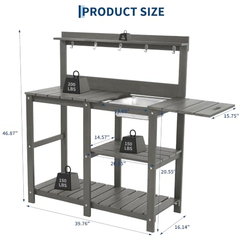 Weather-Resistant Outdoor Potting Bench Table - HDPE Top - Image 4