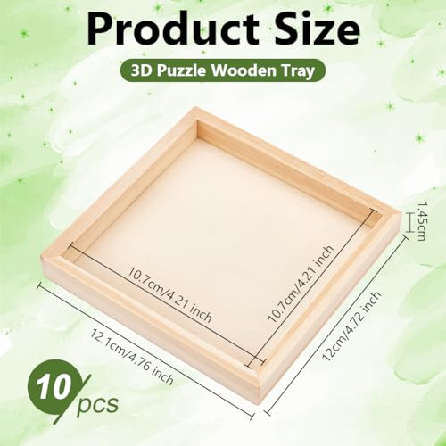 OLYCRAFT 10 Pack Wood Puzzle Tray 4.7x4.7 Inch Unfinished - Image 4