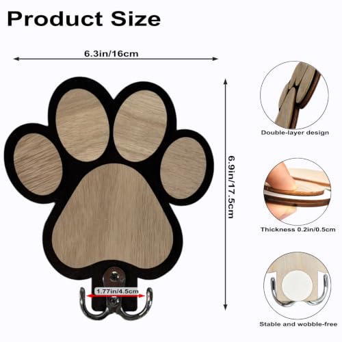 2Pcs Rustic Wooden Dog Leash Holder Wall Decoration, Cute - Image 4