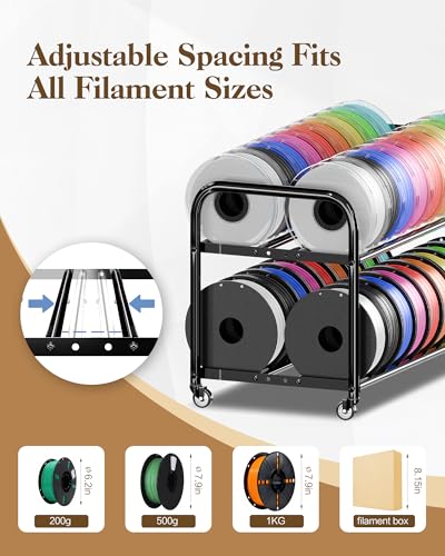 3D Printer Filament Storage Rack with Wheels, Rolling Cart - Image 5