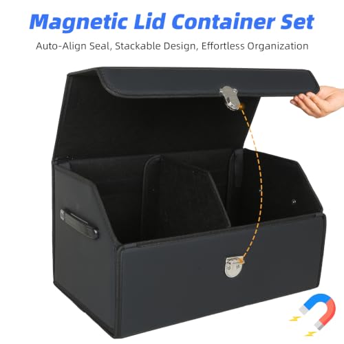 Car Trunk Organizer with Sturdy Faux Leather Lid - 20.9 inch 48L - Image 6