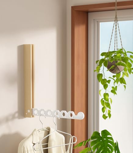 Natural Wood Folding Clothes Hanger Rack for Laundry Room - Image 8