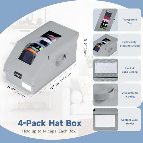 VAESIDA Hat Organizer for Baseball Caps, 4 Pack - Image 3