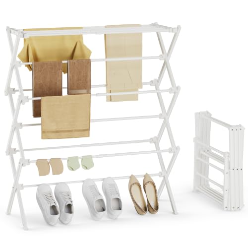 Foldable Clothes Drying Rack, Reinforced Joints, White - Image 2