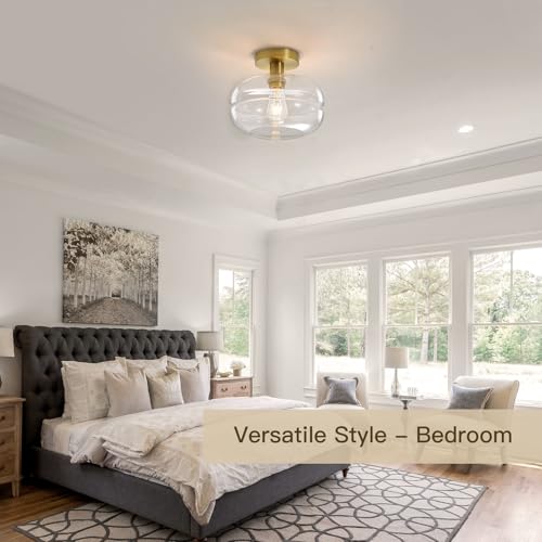 Semi Flush Mount Ceiling Light Fixture, 10-1/2 Inch Clear Glass - Image 6