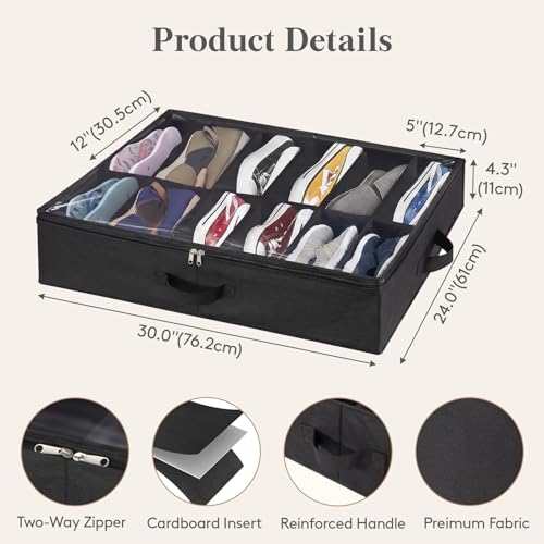 Lifewit Under Bed Shoe Storage Organizer 2 Pack(12 Shoes Cells) - Image 6