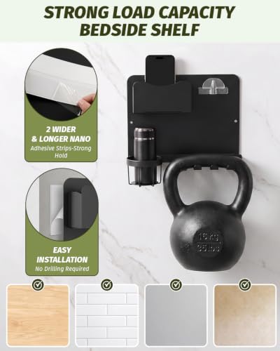 Bedside Wall Organizer, Metal Floating Bedside Shelf | All Products - Image 6