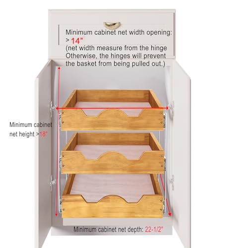 DINDON 3 Tier Pull Out Cabinet Organizer 14”W X21”D Slide - Image 4