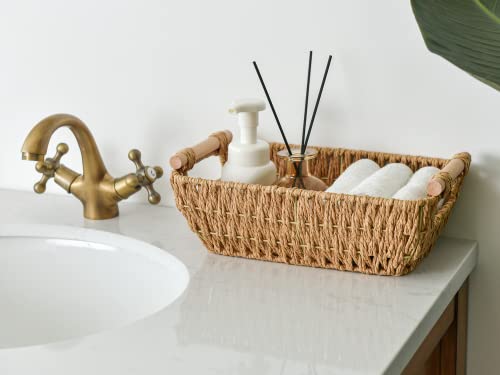 StorageWorks Hand-Woven Small Wicker Baskets, Round Paper Rope - Image 4