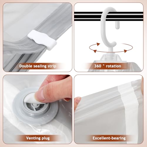 Hanging Vacuum Storage Bags 4 Pcs Gray 65x90cm for Clothes - Image 4