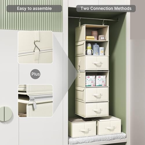 6-Shelf Hanging Closet Organizer with 3 Drawers, 2-i | Home Organizati - Image 7