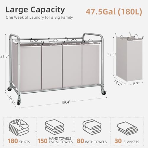 STORAGE MANIAC 4 Section Laundry Sorter, Laundry Hamper - Image 4