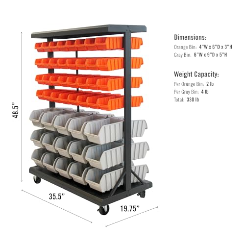 TRINITY 7-Tier Dual-Sided Rolling Storage Bin Rack & | All Products - Image 4