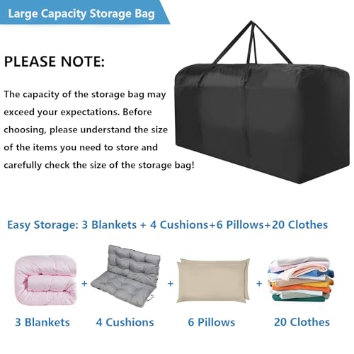 Outdoor Cushion Storage Bag, Waterproof Extra-Large Black - Image 6