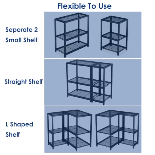 3-Tier Short L Shaped Metal Storage Rack with Height - Image 4
