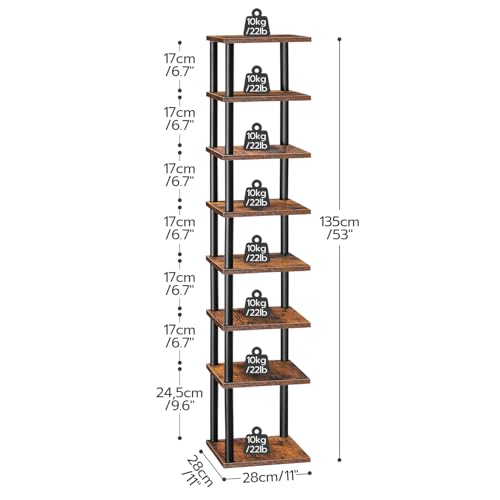 HOOBRO Vertical Shoe Rack, 8-Tier Narrow Shoe Shelf - Image 3