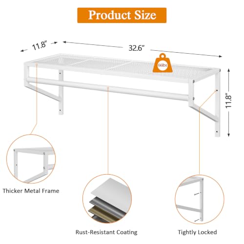 ThreeHio 2 Pack Closet Shelves Wall Mounted, 2.7 ft x - Image 4