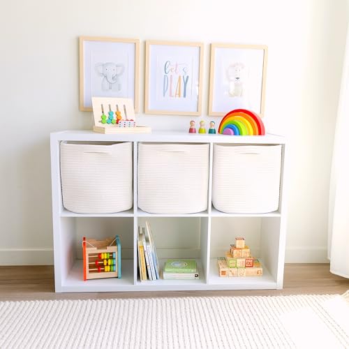 13 Inch Cube Storage Bins Cotton Rope Woven Baskets - Image 3