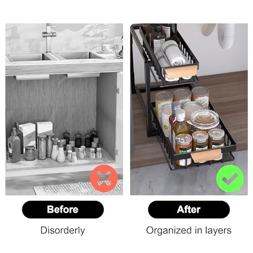 2-Tier Sliding Under Sink Organizer, L-shape Pull Ou | All Products - Image 6