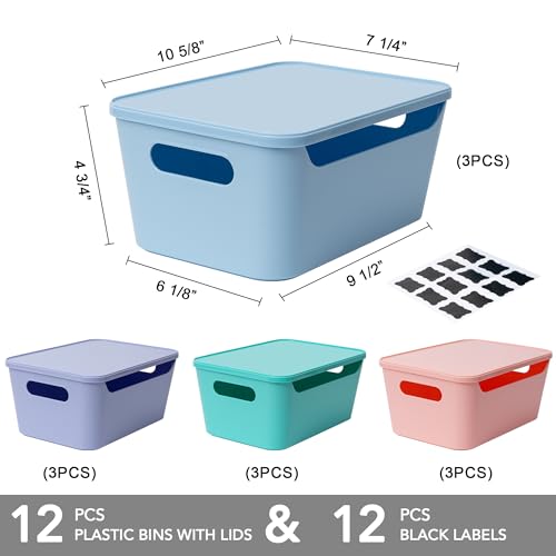 Tiawudi 12 Pack 4.5L Storage Bins with Lids, Plastic - Image 4