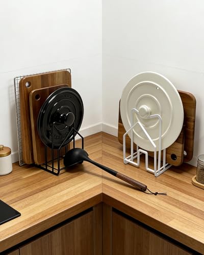 SUNFICON Cutting Board Rack Chopping Board Organizer Stand Holder - Image 6