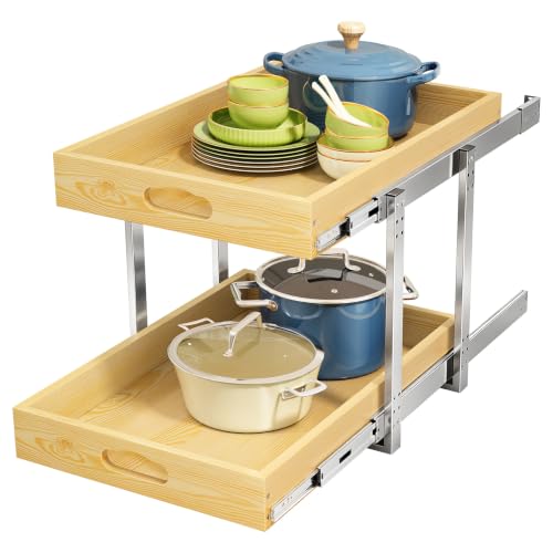 Pull Out Cabinet Organizer, 2-Tier Soft Close Slide Out Drawer - Image 2