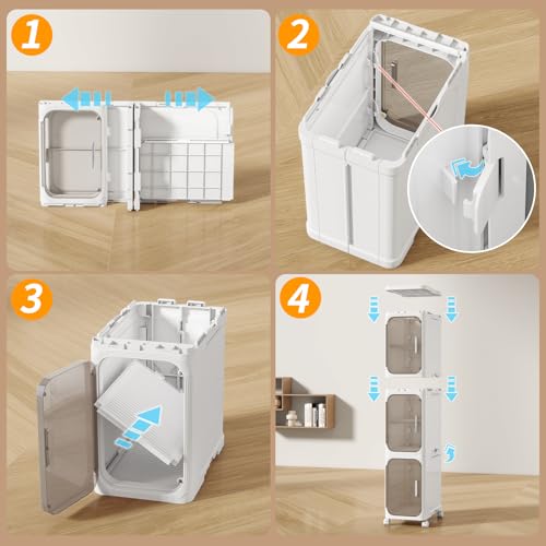 4 Tier Slim Bathroom Storage Cabinet, Foldable and Movable, White - Image 7
