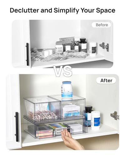 Vtopmart Clear Stackable Storage Drawers Set of 5, Plastic - Image 6