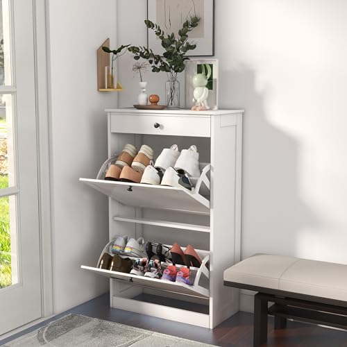 FTZxHKLX Shoe Cabinet with 2 Flip Drawers, Slim Shoe - Image 2
