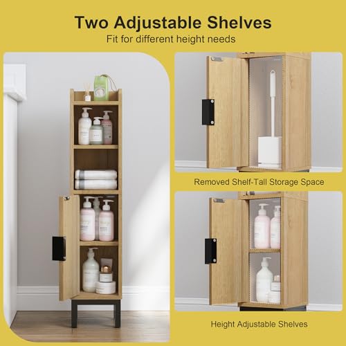 Small Bathroom Storage Cabinet Corner Narrow Toilet Paper - Image 7