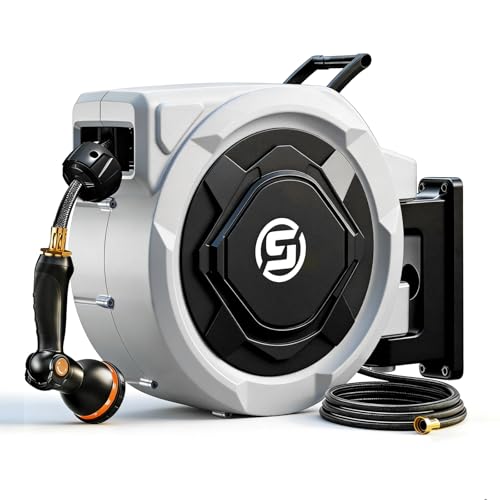 SUNPOW Retractable Garden Hose Reel - 1/2" x 150ft Wall Mounted - Image 2