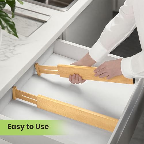 Fyvva Drawer Organizer, Spring-Loaded Expandable Bamboo Dividers - Image 6