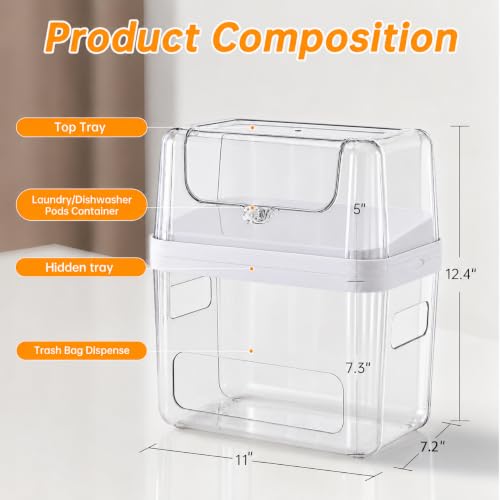 Trash Bag and Laundry pods Dispenser, 3-in-1 Clear Under - Image 3