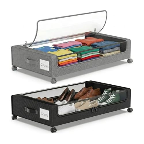 Under Bed Storage with Wheels, 2Pack 50L Organizer | Home Organization - Image 2