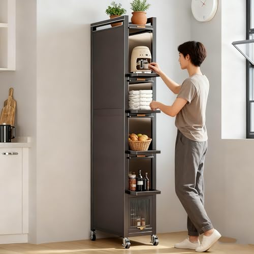 6-Tier Tall Narrow Mobile Shelf Organizer, Slim Storage Cart - Image 7