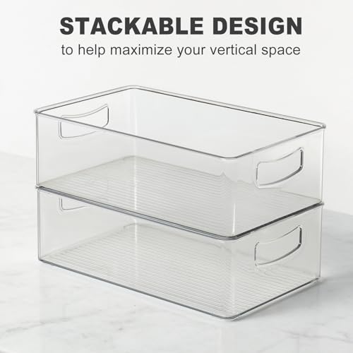 Heyuzb Set of 8 Clear Fridge Organizer Bins, Stackable - Image 3