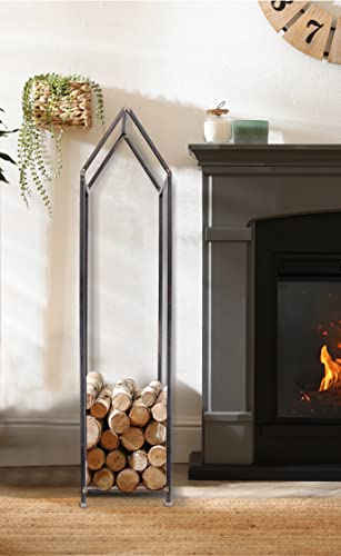 Creative Co-Op Metal House‑Shaped Firewood Holder with Handle - Image 3