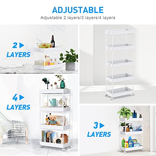 SPACEKEEPER 5 Tier Storage Rolling Cart, Bathroom Cart - Image 4